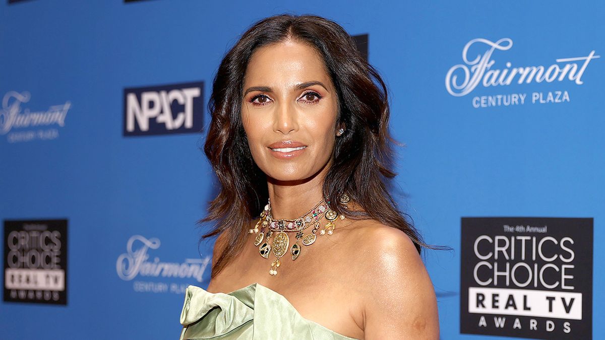 Padma Lakshmi in green dress for Critic&#039;s Choice Awards.