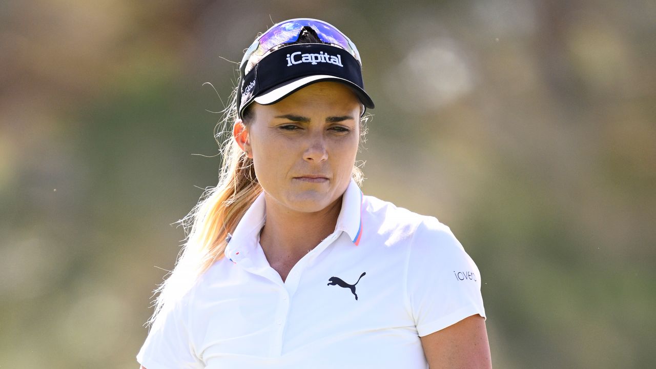 Lexi Thompson of the United States looks on during a practice round prior to the Shriners Children&#039;s Open at TPC Summerlin on October 11, 2023 in Las Vegas, Nevada.