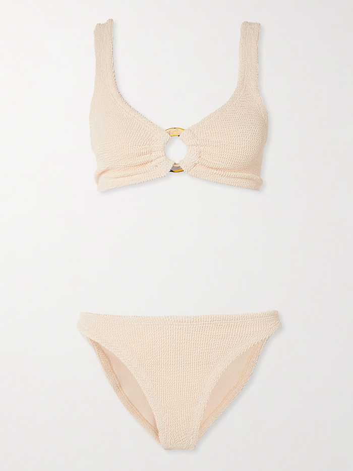 HUNZA G, Julia Embellished Seersucker Bikini