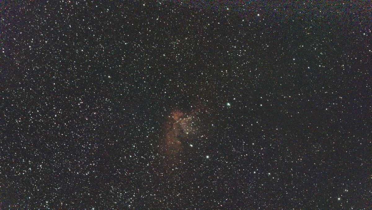 A photograph of the Wizard nebula taken with the Dwarf III smart telescope, unprocessed