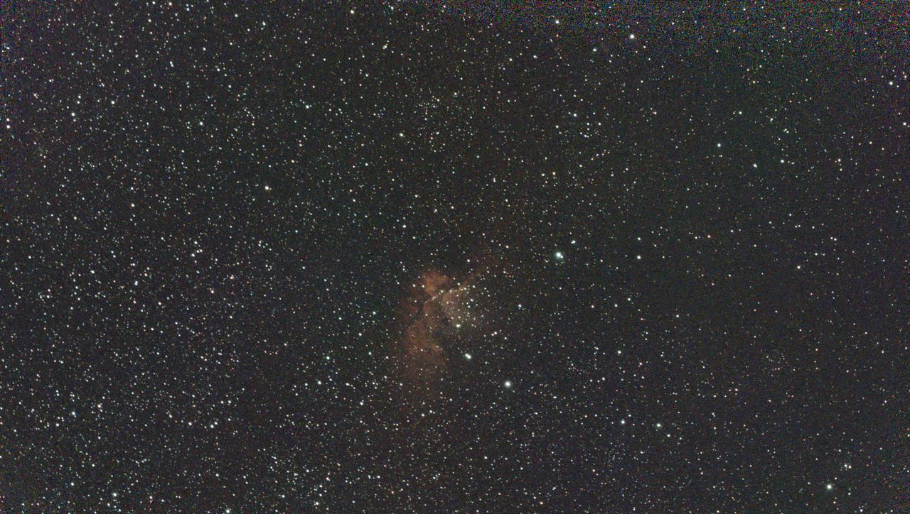 A photograph of the Wizard nebula taken with the Dwarf III smart telescope, unprocessed
