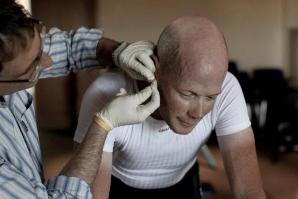 Chris Horner having his test