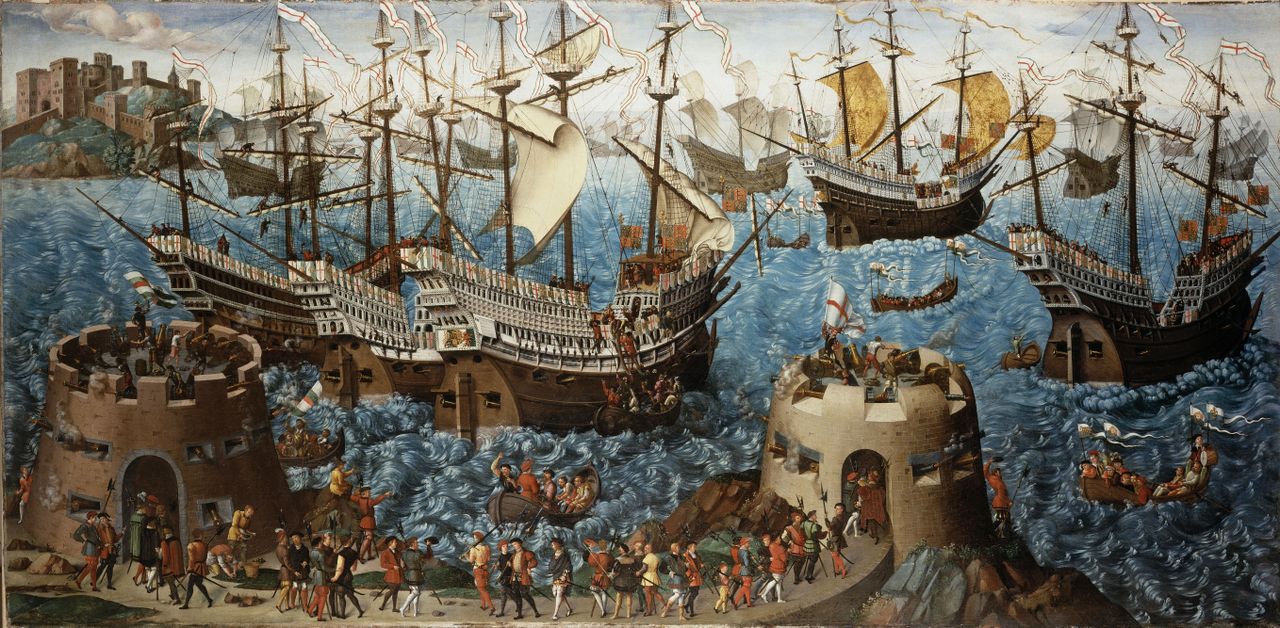 The Embarkation of Henry VIII at Dover, c.1520-40 (oil on canvas)