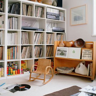 bookcase with chair