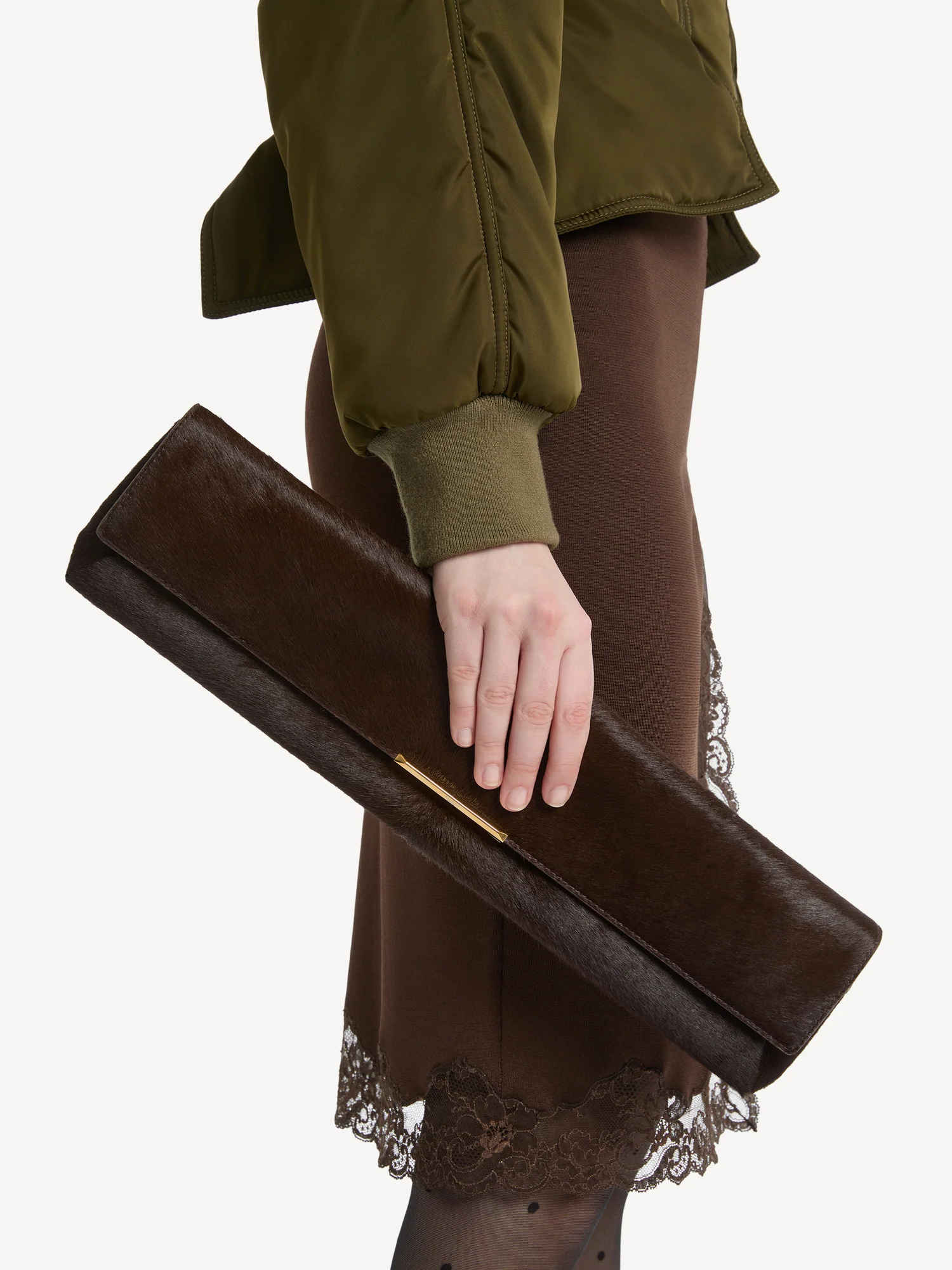 Balmain, Long Clutch Bag in Pony-Effect Leather