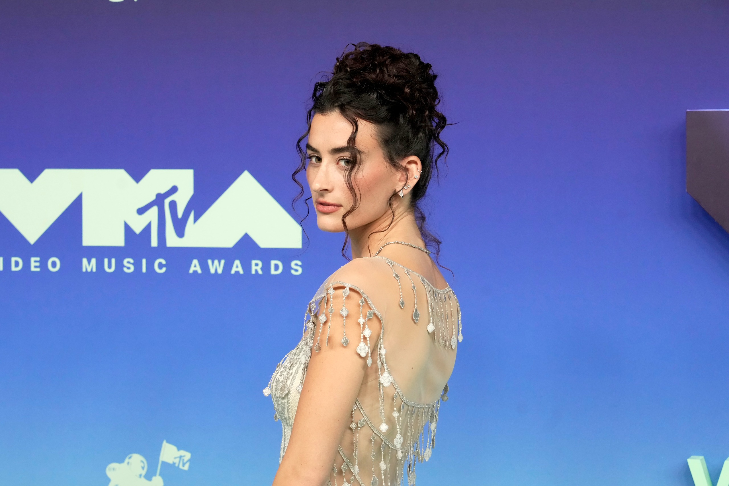 Stella Lefty VMAs red carpet dress silver gown