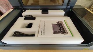 xTool P2 review; a large laser cutter and engraver in a table