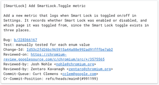 Smart Lock toggle metric Chromium Gerrit