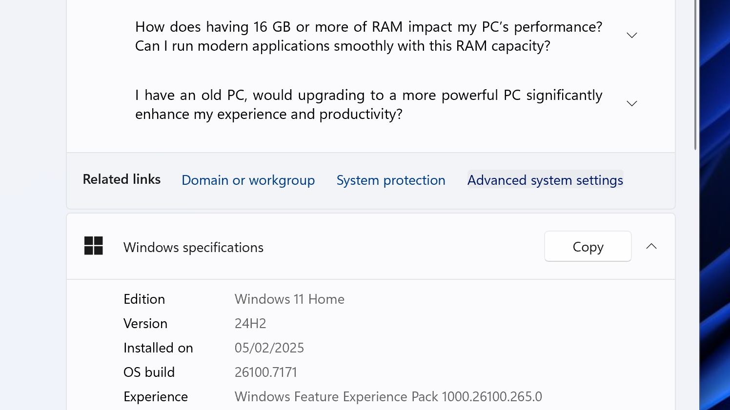 Windows 11 screenshot showing how to use virtual memory