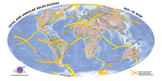 Solar eclipse paths 2021 to 2030