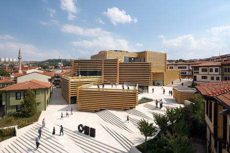 Abstract timber structure of museum