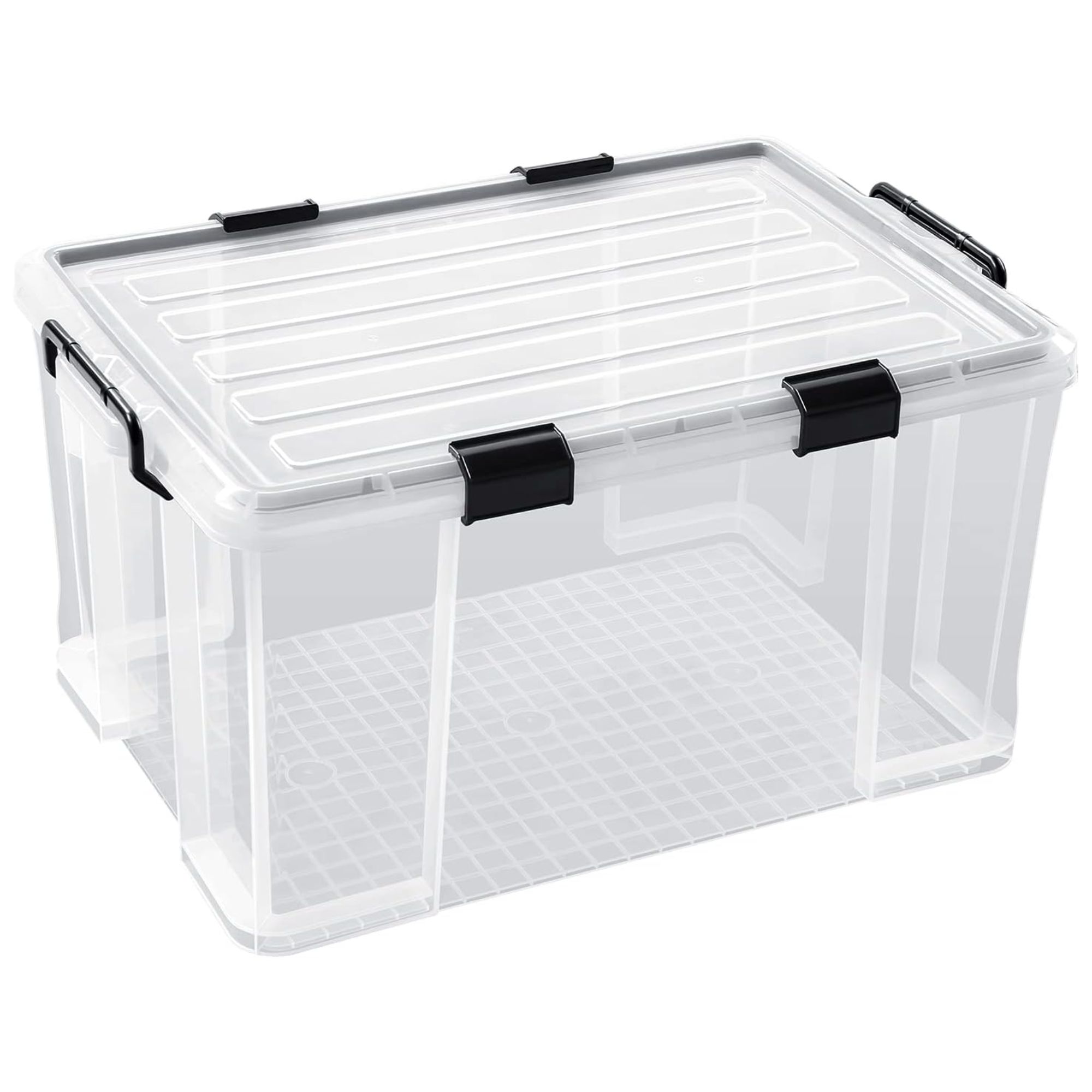 Clear plastic weathertight storage box
