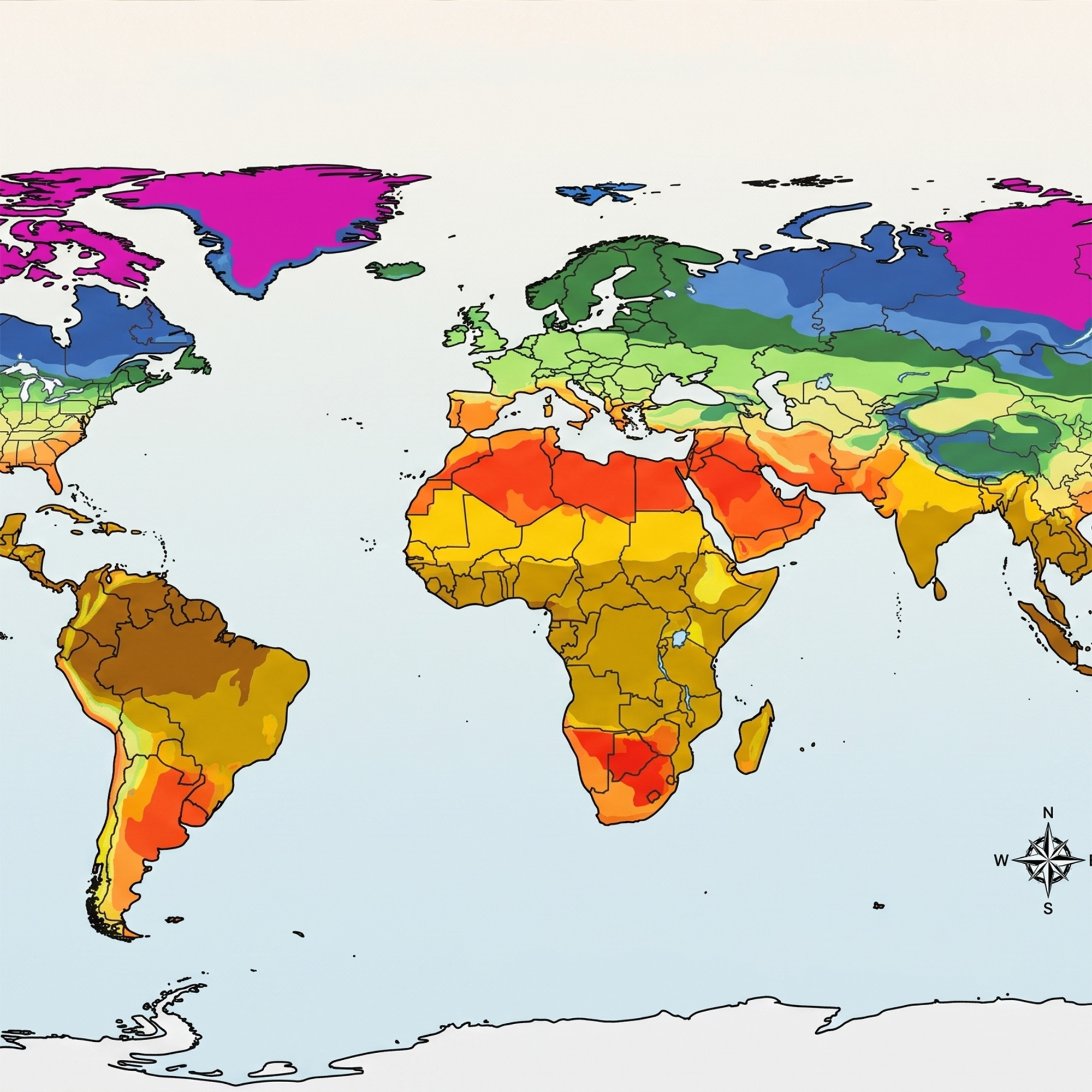 AI generated illustration showing example world hardiness zones