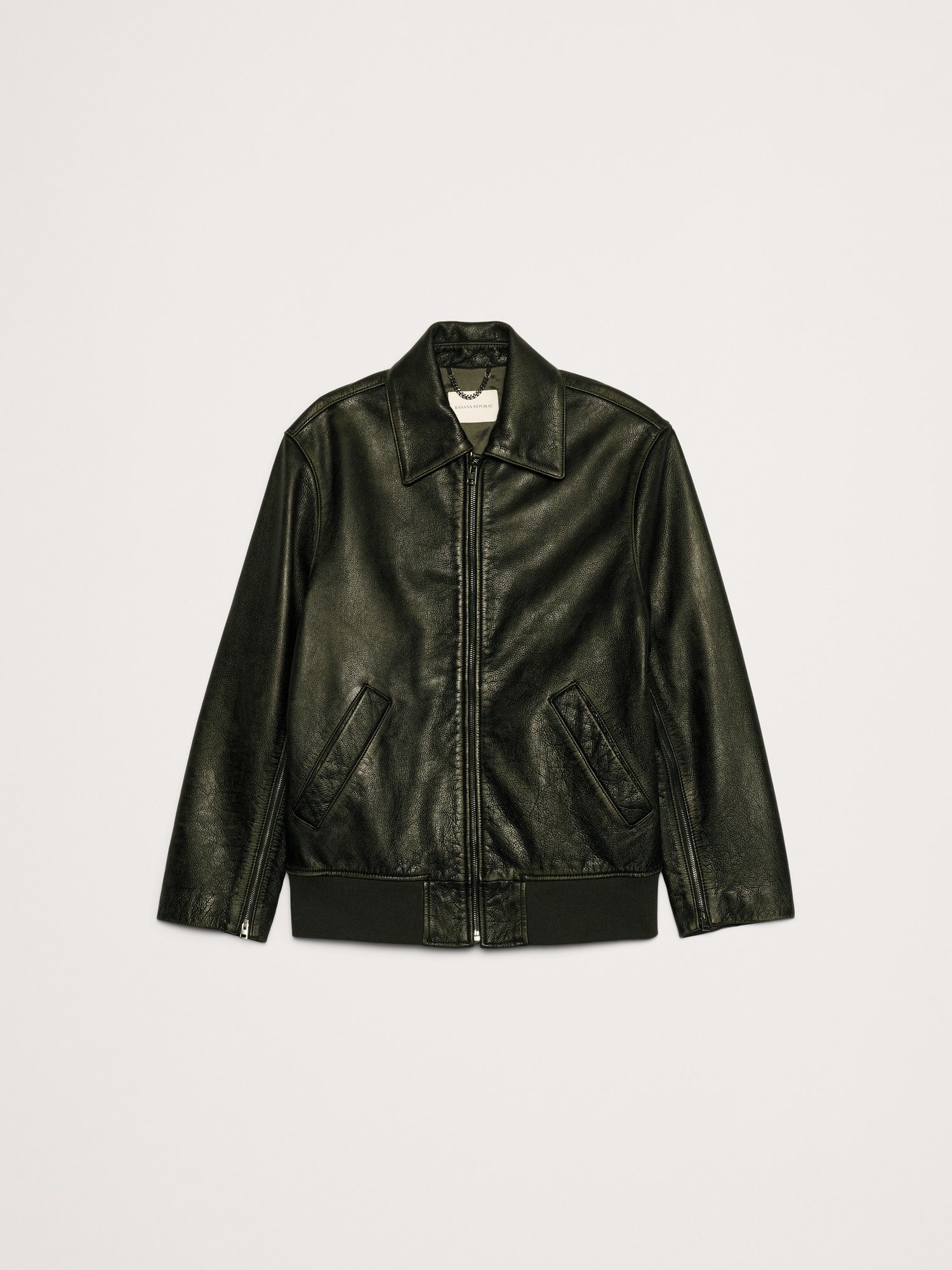 Oversized Distressed Leather Bomber Jacket