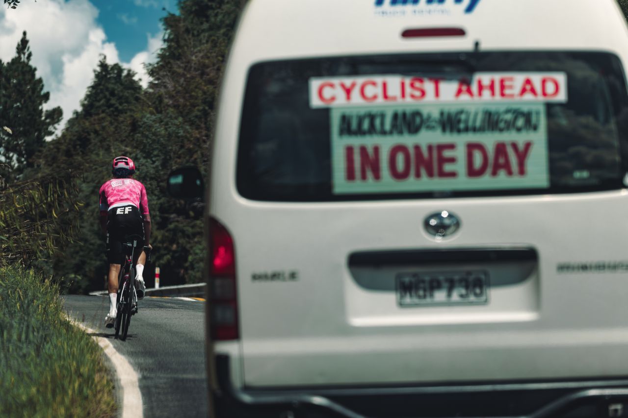 Lachlan Morton's support van for his record-breaking ride