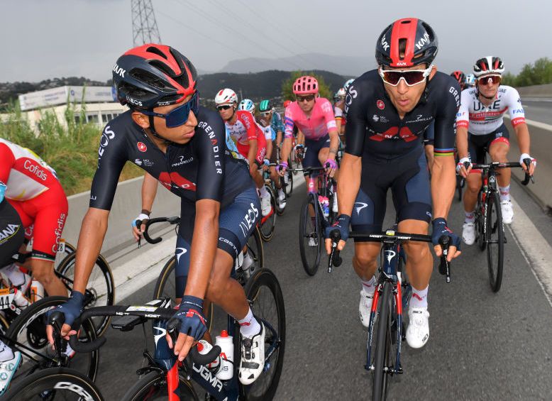 Michal Kwiatkowski protects Egan Bernal