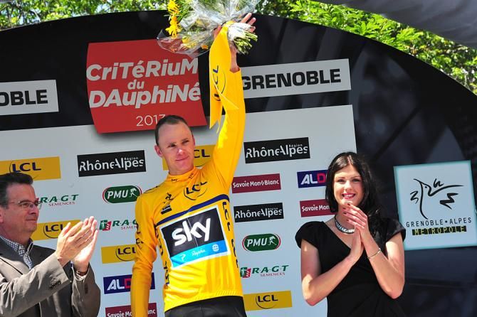 Chris Froome (Sky) still in yellow after the stage to Grenoble in the 2013 Dauphine