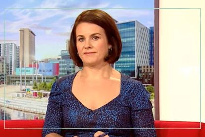 a close up of Nina Warhurst sitting on the BBC Breakfast sofa