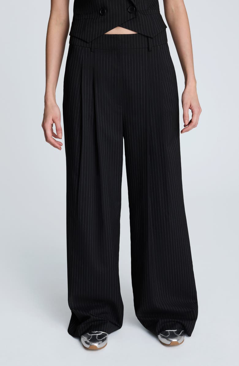 High Waist Pinstripe Wide Leg Pants