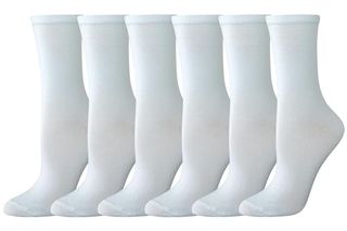 Amazon Essentials Women's Casual Crew Socks, 6 Pairs, White, 8-12