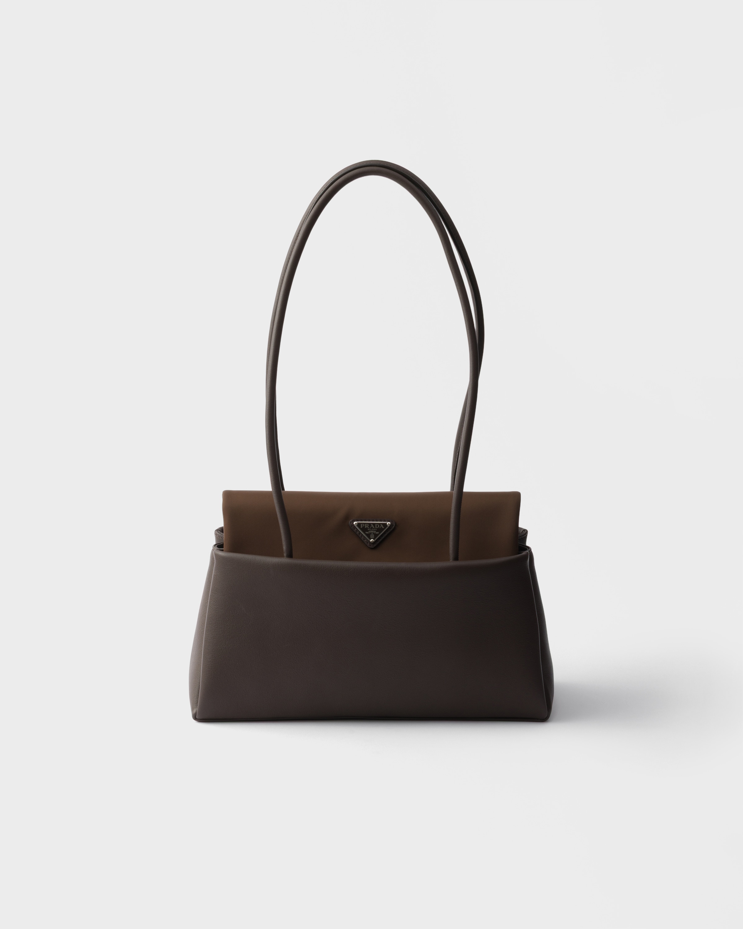 Prada Passage Medium Leather Bag with Re-Nylon Flap
