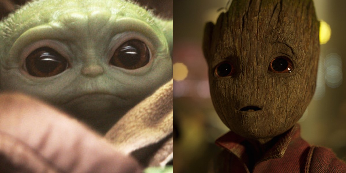 Baby Yoda and Baby Groot