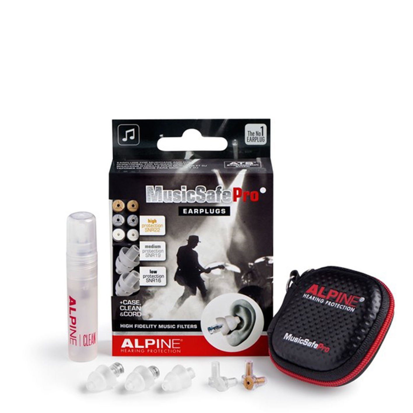 Alpine MusicSafe Pro earplugs on a white background