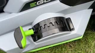 height adjusting lever on the EGO lawn mower