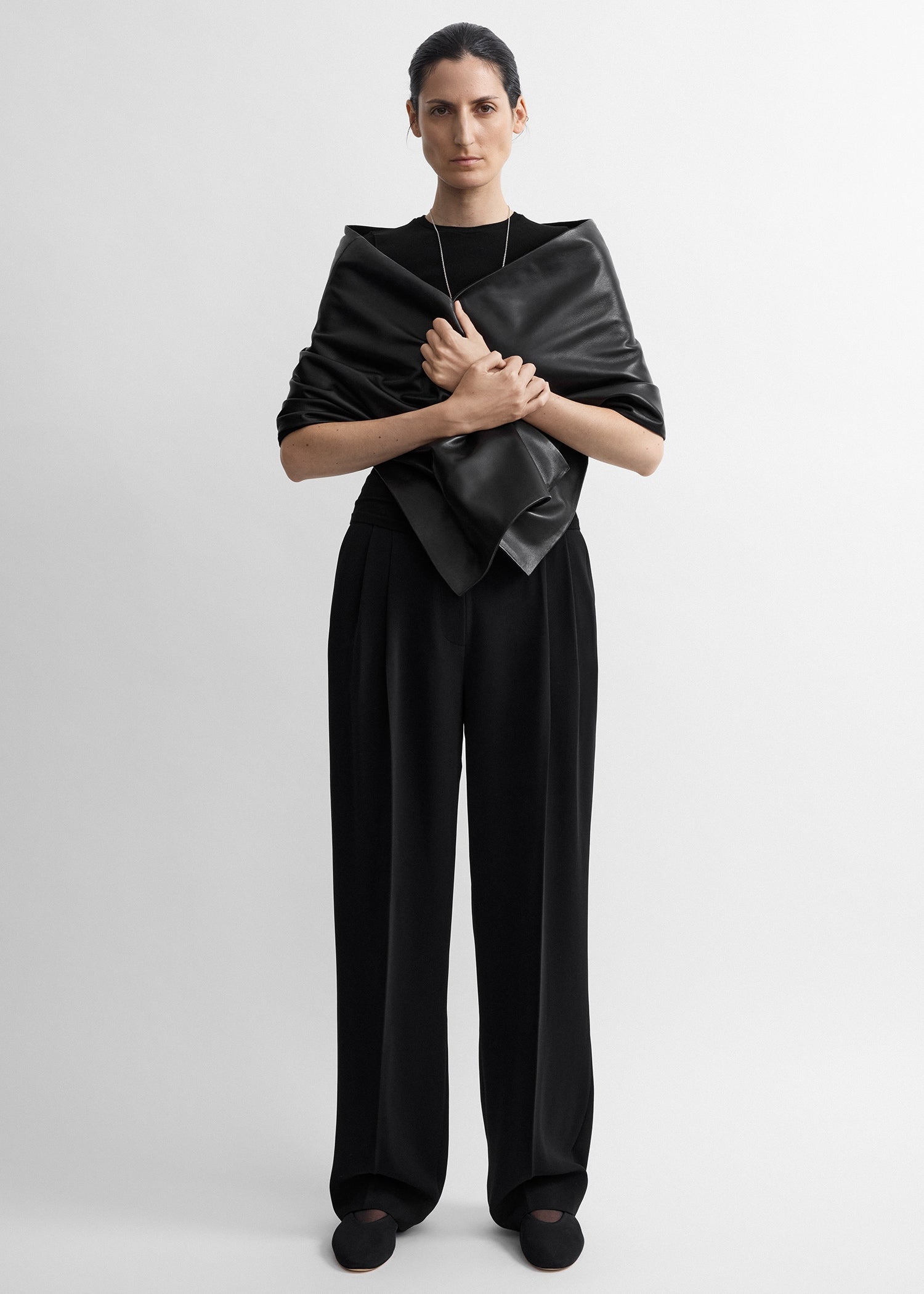 Double-Pleat Cady Trousers Black - 30