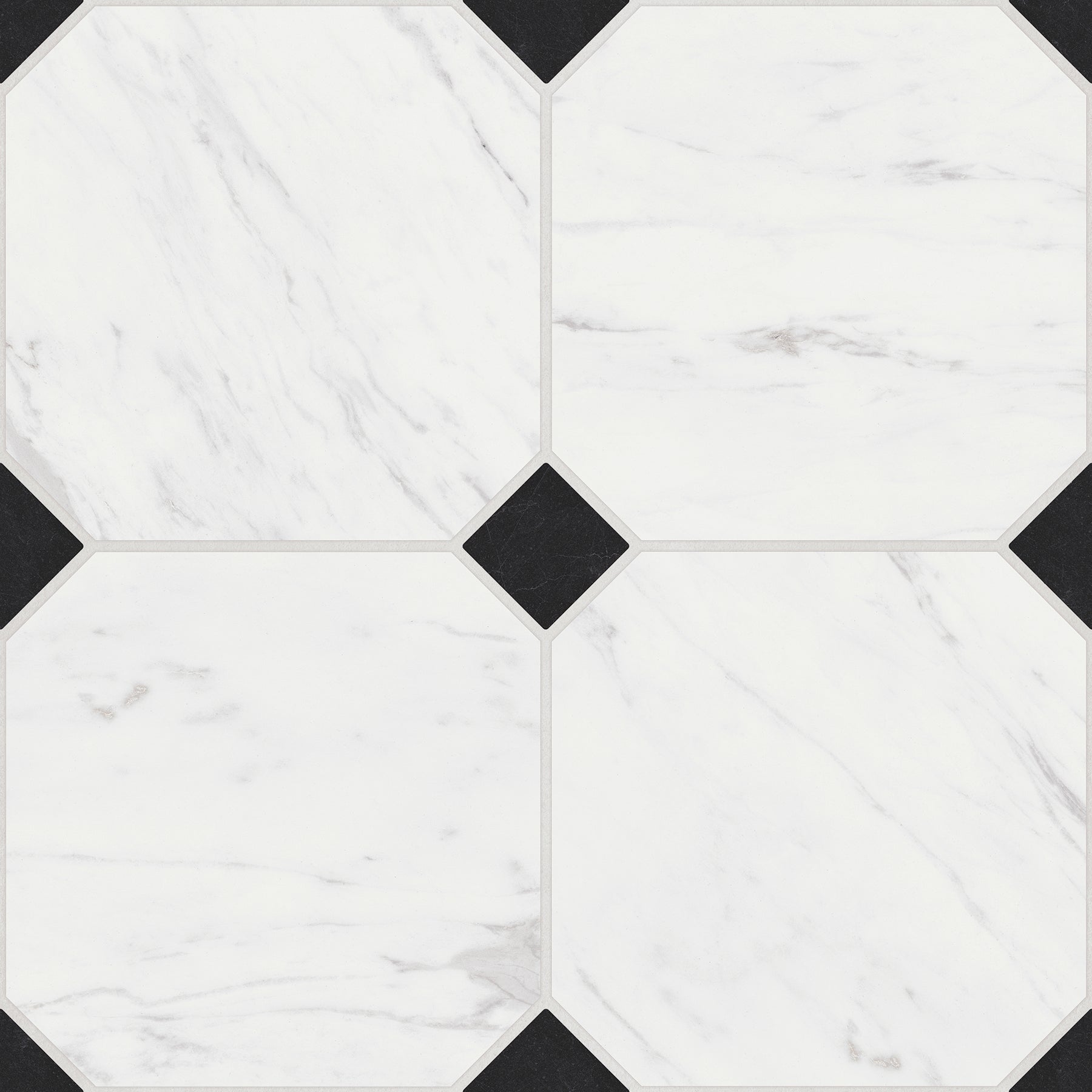 Chris Loves Julia Cricket Peel and Stick Floor Tiles - Black and White / Set of (10)
