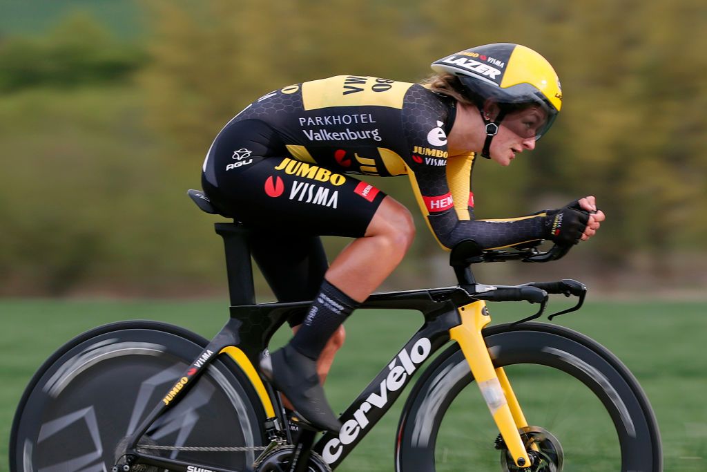 LUXEMBOURG LUXEMBOURG APRIL 30 Karlijn Swinkels of Netherlands and Team Jumbo Visma during the 13th Ceratizit Festival Elsy Jacobs 2021 Prologue a 22km Individual Time Trial stage from Luxembourg to LuxembourgCessange 305m ITT felsy UCIProSeries April 30 2021 in Luxembourg Luxembourg Photo by Bas CzerwinskiGetty Images