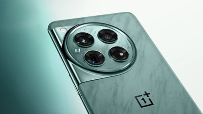 Close-up of the large camera array on the back of the OnePlus 12
