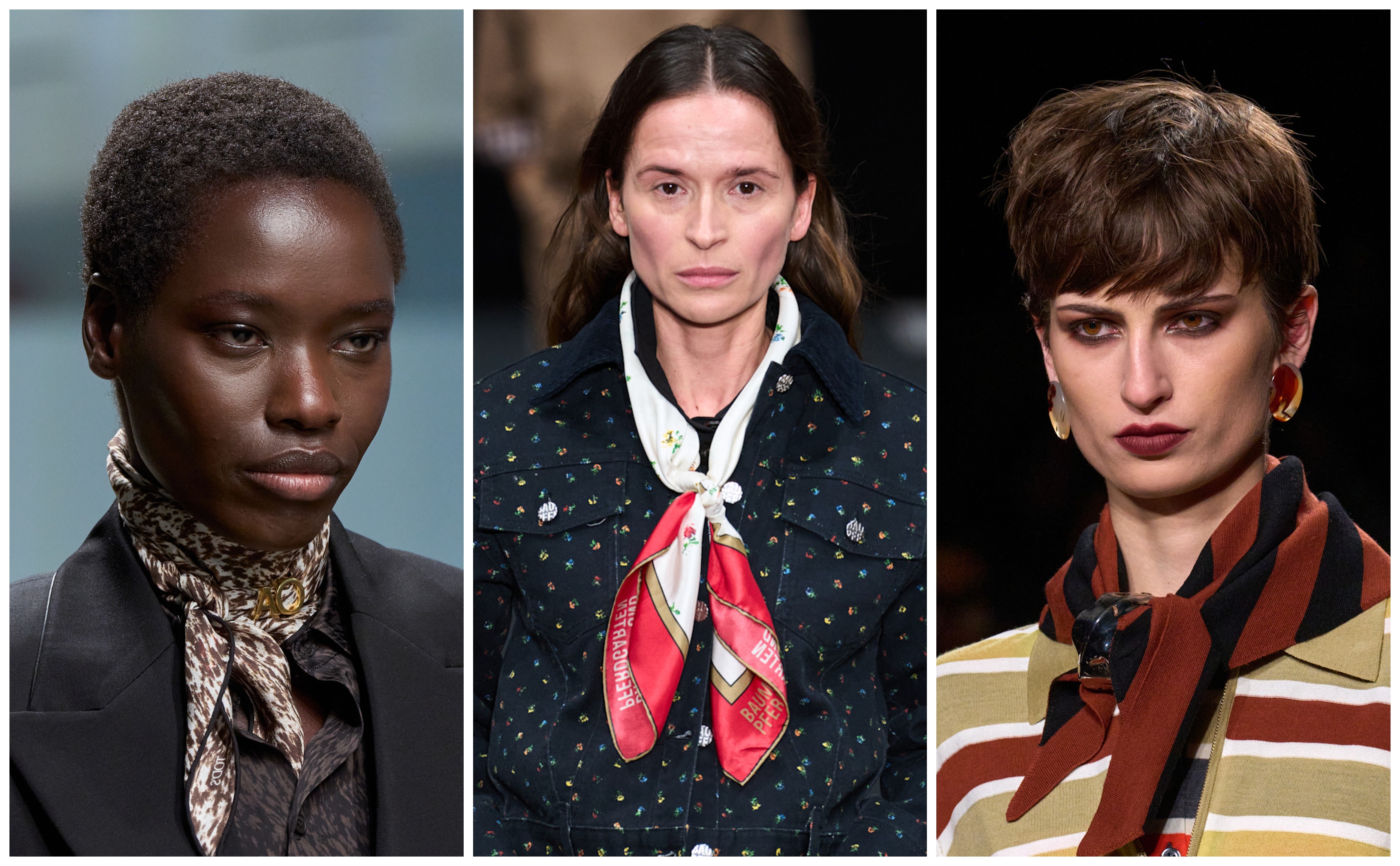 bandanas on the fall 2026 runways of tods, baum und pferdgarten, and zankov
