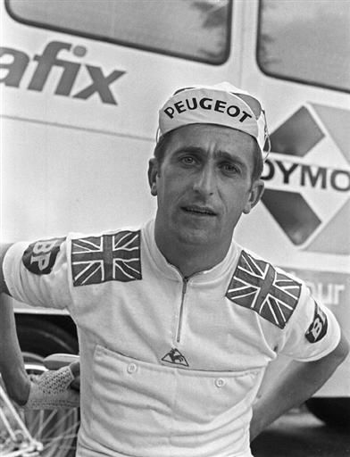 Tom Simpson, riding for the Great Britain team in the 1967 Tour de France, on the morning of the fateful stage over Mont Ventoux.