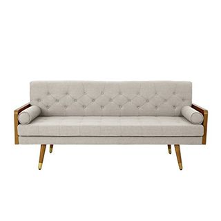 Christopher Knight Home Aidan Mid Century Modern Tufted Fabric Sofa, Beige