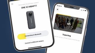 Two phone screens showing the Insta360 camera app