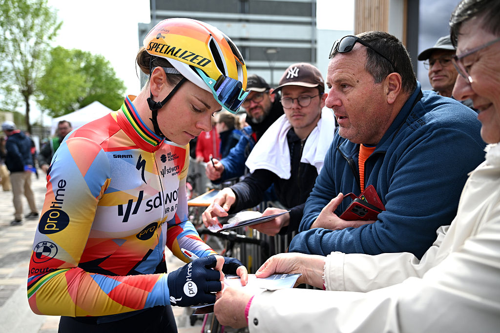 DENAIN, FRANCE - APRIL 12: Lotte Kopecky of Belgium and Team SD Worx - Protime prior to the 6th Paris-Roubaix Femmes Hauts-de-France 2026 - Women's Elite a 143.1km one day race from Denain to Roubaix / #UCIWWT / on April 12, 2026 in Denain, France. (Photo by Luc Claessen/Getty Images)
