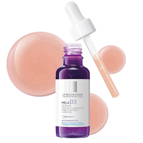 purple bottle of La Roche-Posay Mela B3 Serum, Dark Spot Corrector 