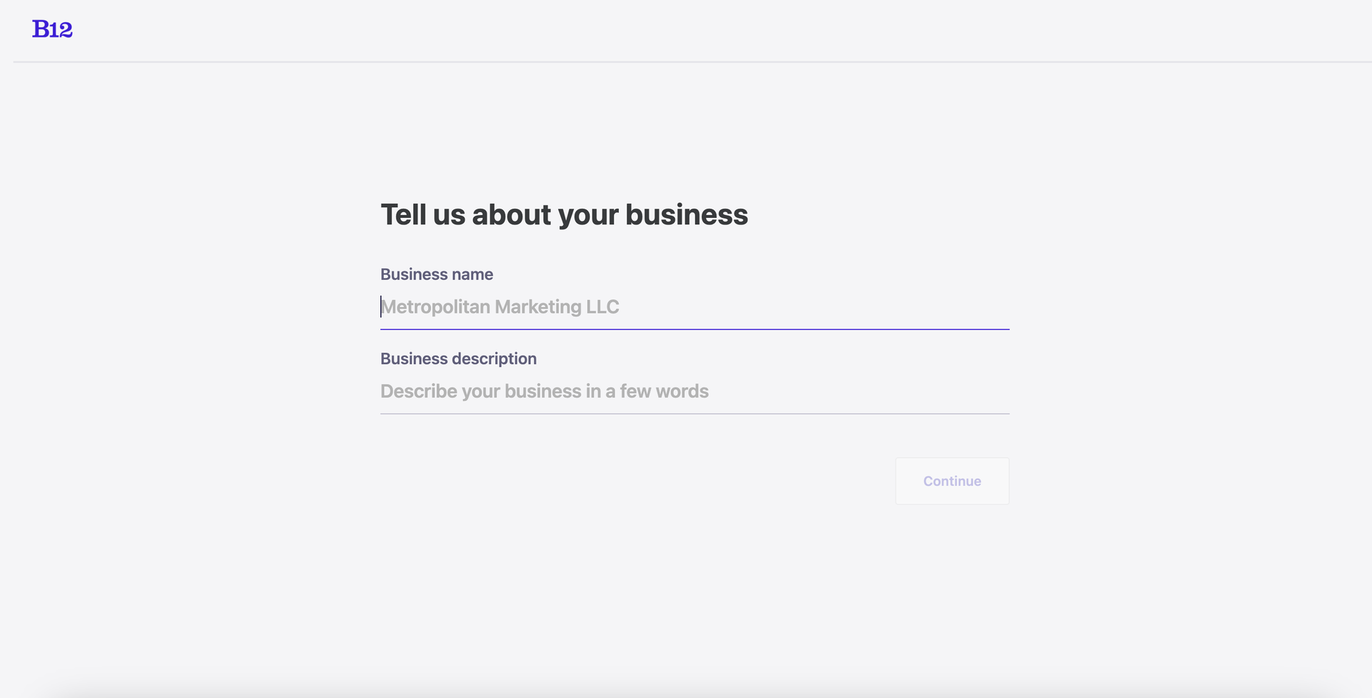 screenshot of B12 AI website builder