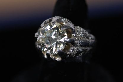 European Cut Diamond & Platinum Ring
