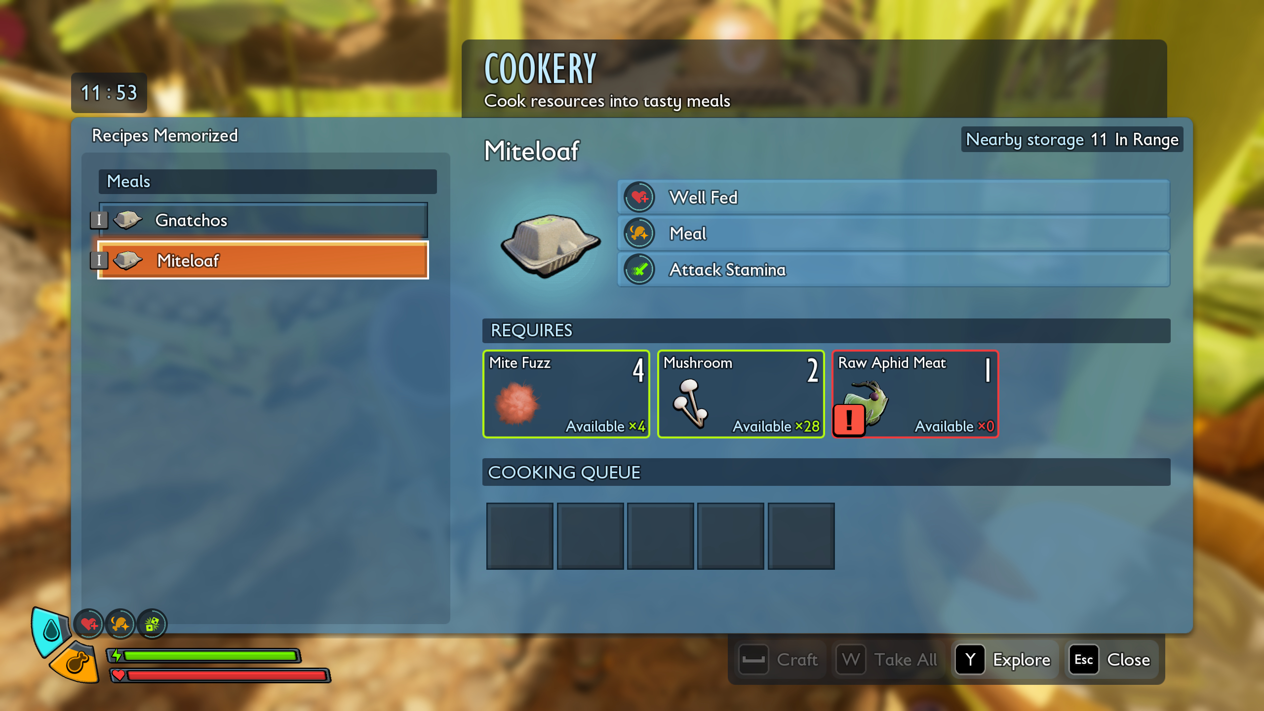 Grounded 2 food hunger: The cookery interfacea showing the recipe of miteloaf.