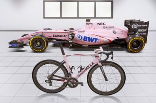 The bike pictured next to the Sahara Force India car