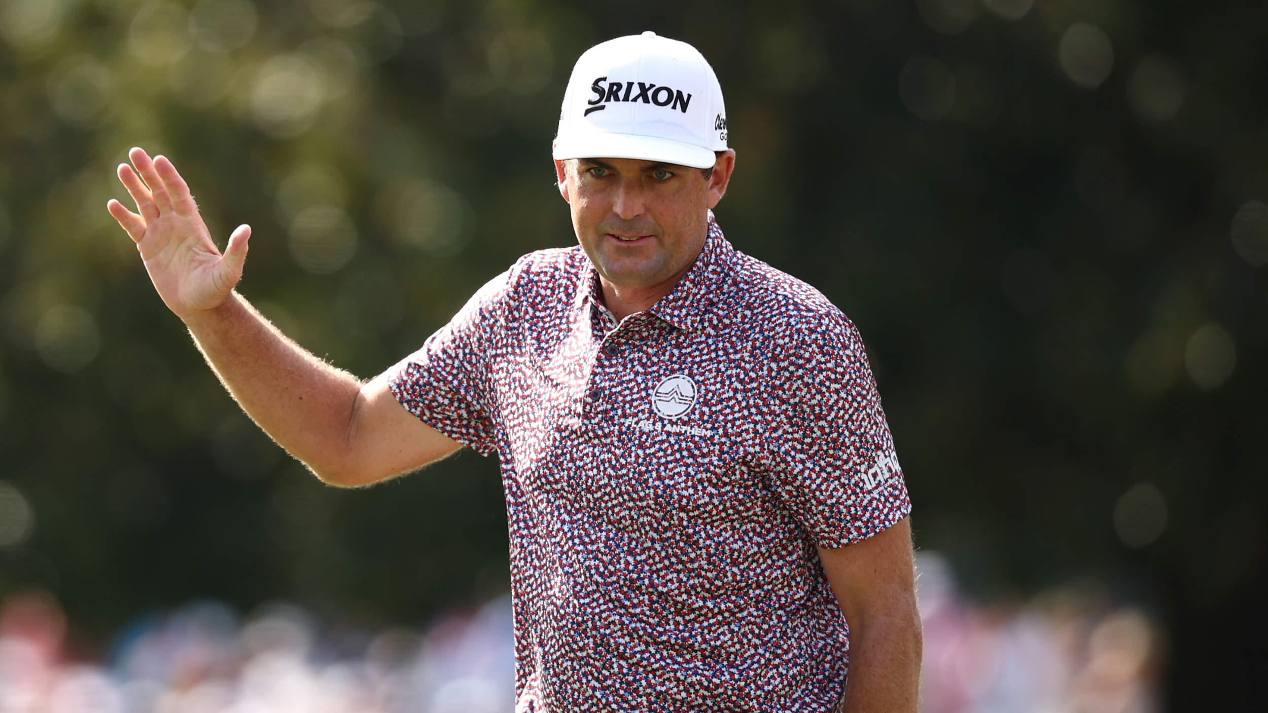 Keegan Bradley acknowledges fans at the Tour Championship