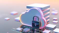 Data privacy and digital security concept art showing digital cloud image with locked padlock
