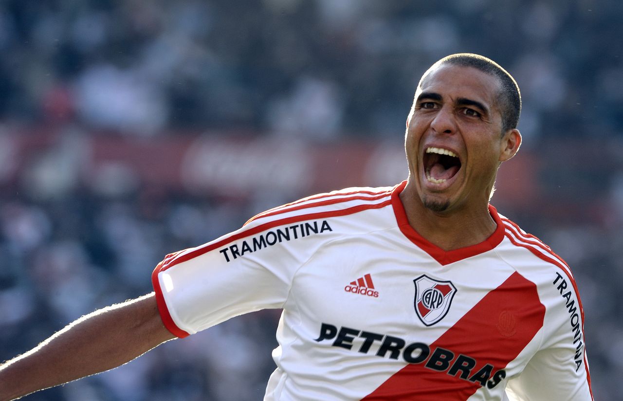 David Trezeguet celebrates after scoring for River Plate, 2012