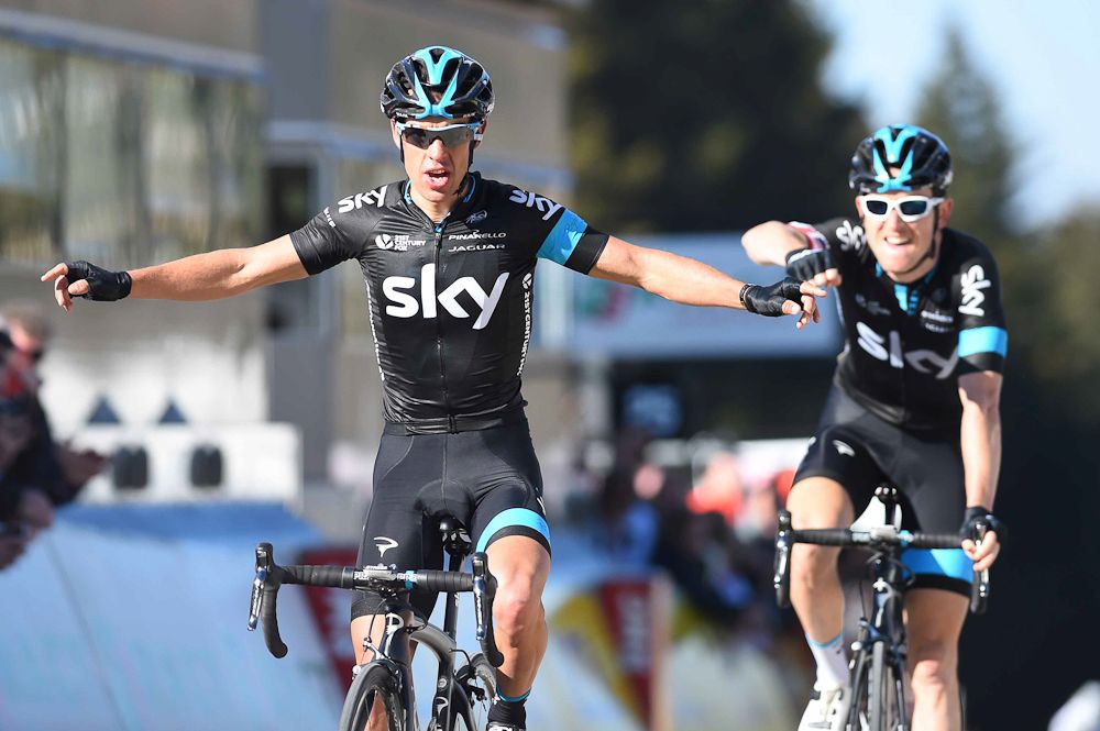 Richie Porte finishes ahead of teammate Geraint Thomas.