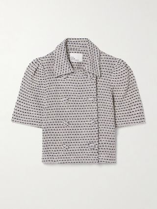 Double-Breasted Metallic Cotton-Blend Tweed Jacket