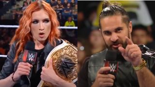 Becky Lynch and Seth Rollins in the WWE