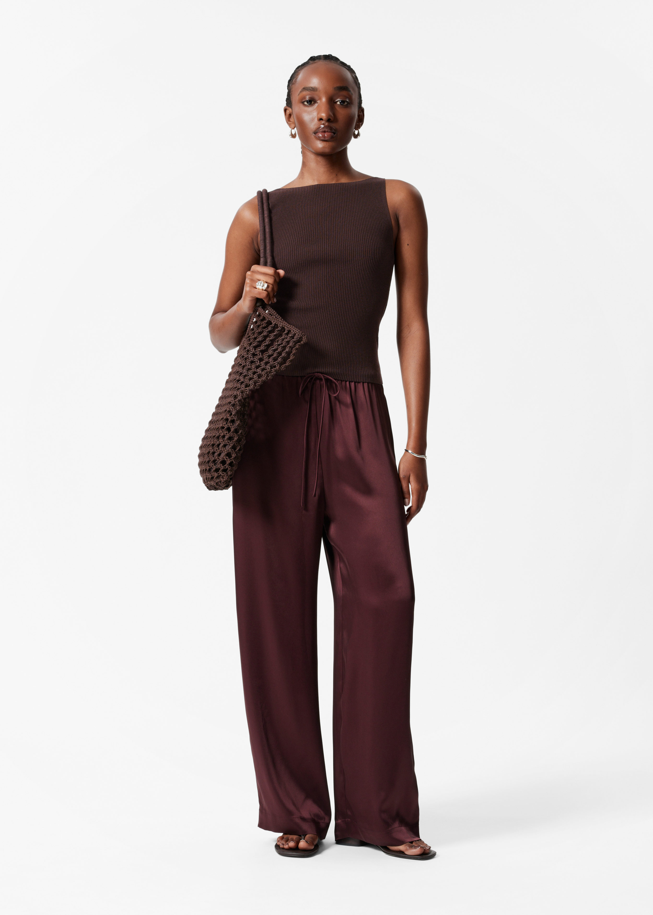 Drawstring Satin Trousers