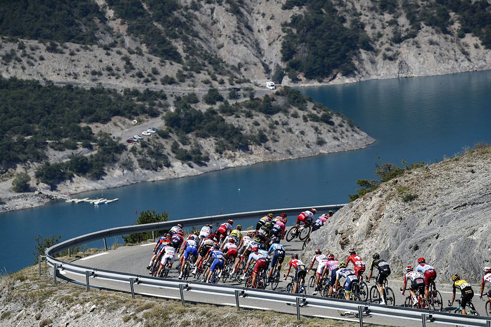 The peloton during stage 18 at the Tour de France